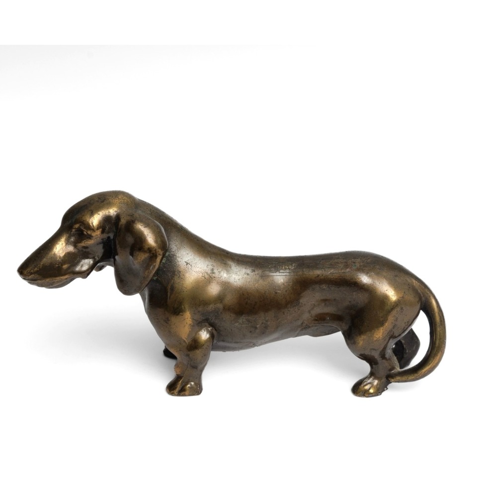 Vintage Cast Metal Dachshund Wiener Dog Figurine 2.5" x 4.5"